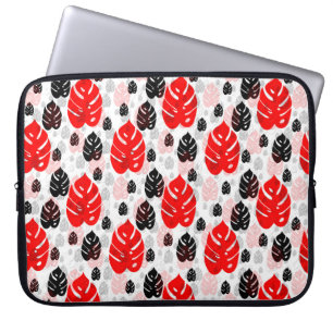 Red Black Löv Illustration Mönster Design Laptop Fodral