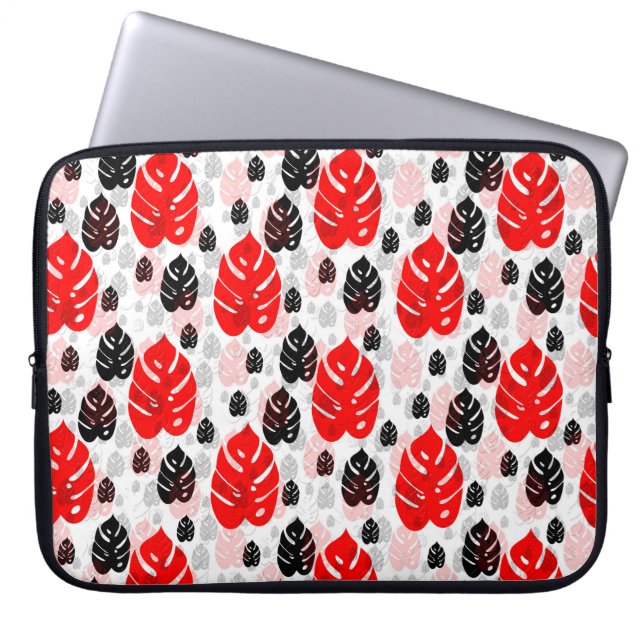 Red Black Löv Illustration Mönster Design Laptop Fodral (Framsidan)