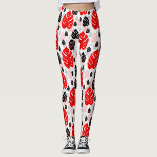 Red Black Löv Illustration Mönster Design Leggings
