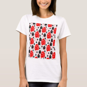 Red Black Löv Illustration Mönster Design T Shirt
