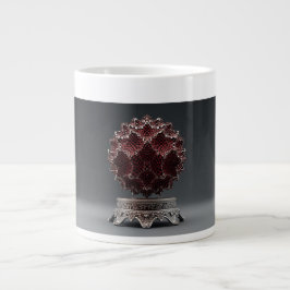 Red & Black Mandelbrot Sphere On Silver Pedestal Jumbo Mugg