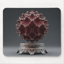 Red & Black Mandelbrot Sphere On Silver Pedestal Musmatta