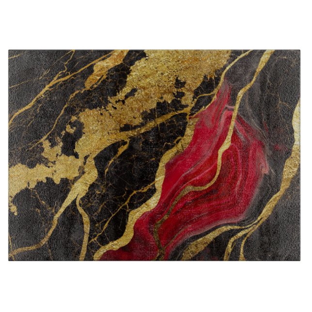 Red Black Marble Mönster med Guld (Framsidan)