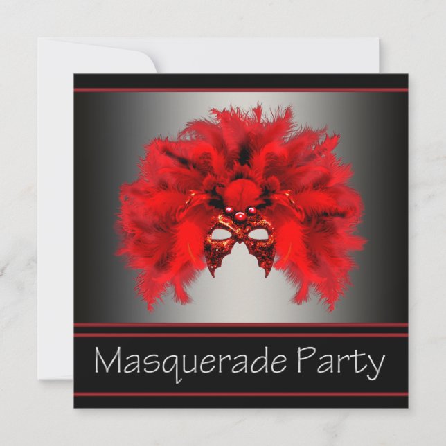 Red Black Mask MasqueraParty Inbjudningar (Framsida)