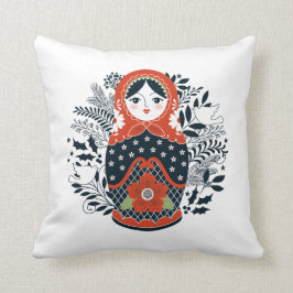 Red Black Matryoshka Nests Doll Kudde