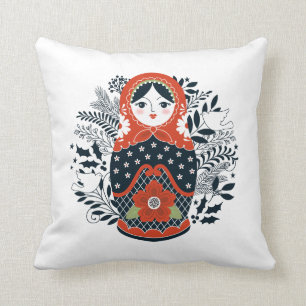 Red Black Matryoshka Nests Doll Kudde