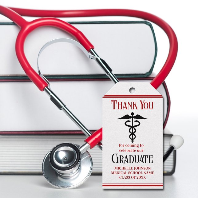 Red Black Medical School Anpassningsbar Studentfes Presentetikett (Skapare uppladdad)
