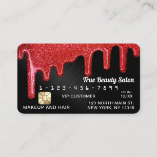 Red Black Metallic Thick Glitter Drives Kredit Visitkort