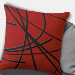 Red & Black Modern Artistic Abstrakt Dekorativ kud Kudde<br><div class="desc">Modern dekorativ kudde har en linjär konst abstrakt i rött och svart med grått-accenter. En konstnärlig abstrakt utformning med ett organiskt linjärt mönster har svart och grått organiskt linjer som snurrar från lämnat till höger på röd bakgrund. Denna dekorativa kudde kommer med all säkerhet att lägga till en stänk i...</div>