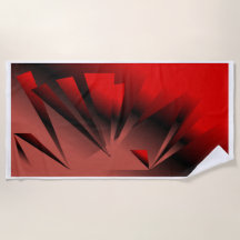 Red & Black Modern Beach eller Bath Towel