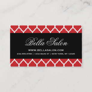Red & Black Modern Moroccan Lattice Visitkort