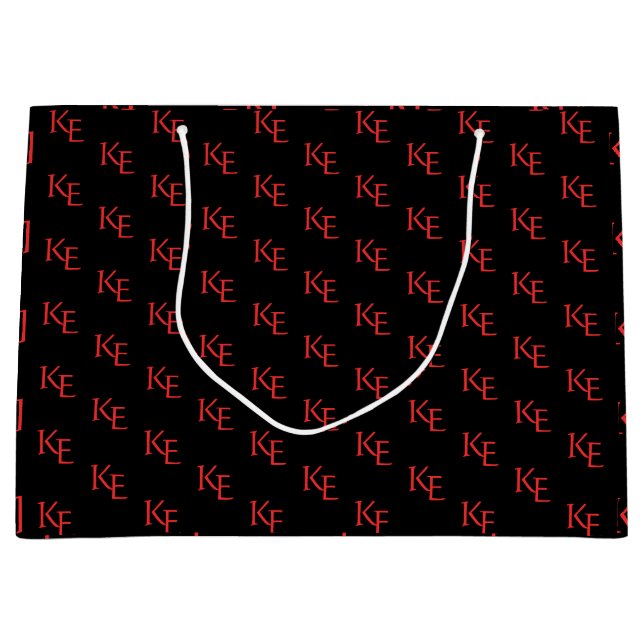 Red Black Monogram minimal Gothic Bröllop (Framsidan)