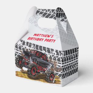 Red Black Monster Lastbil Födelsedagsfest Presentaskar