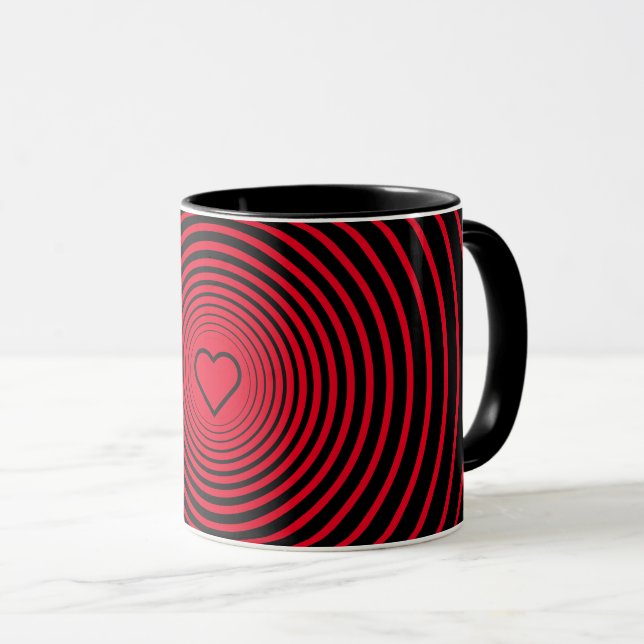 Red Black Mugg med Heart Kärlek Circles (Framsida höger)