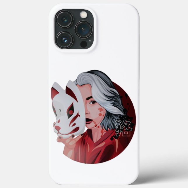 Red Black Mujina Illustration iPhone 13 Pro-Casese (Baksida)