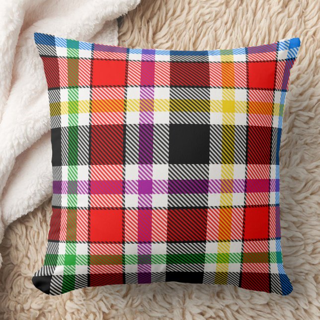 Red Black Multifärgad Flanals Play Tartan Design Kudde (Skapare uppladdad)