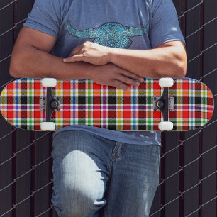 Red Black Multifärgad Flanals Play Tartan Design Mini Skateboard Bräda 18,5 Cm