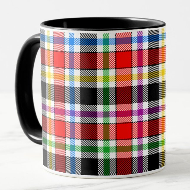 Red Black Multifärgad Flanals Play Tartan Design Mugg (Skapare uppladdad)