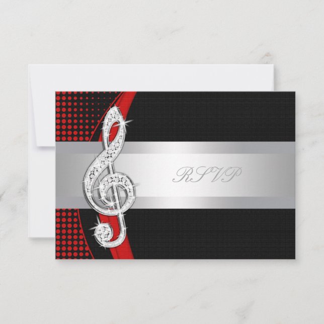 Red Black Music Treble Clef OSA Kort (Framsida)