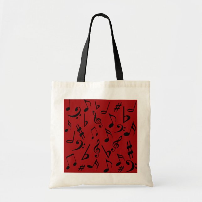 Red Black Musik noter Bag Tygkasse (Framsidan)
