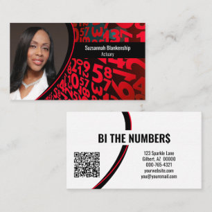 Red Black Numbers Anpassningsbar Photo QR-kod Visitkort