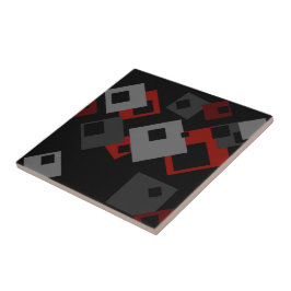 Red Black och Grått Geometric Kakelplatta