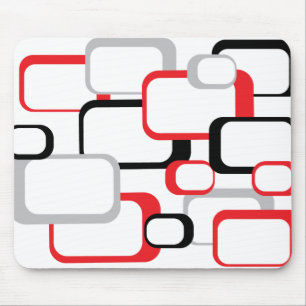 Red Black och Grått Retro Square White Mousepad Musmatta
