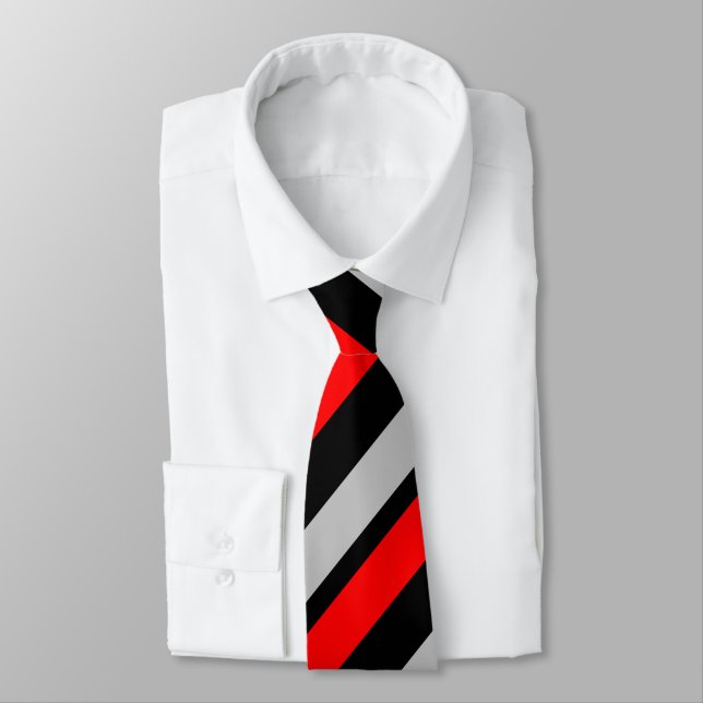 Red Black och Silver Regimental Rand Tie Slips (Bunden)
