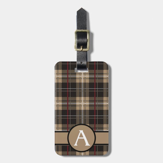Red Black och Tan Play Tartan Personalize Bagagebricka (Vertikal Framsida)