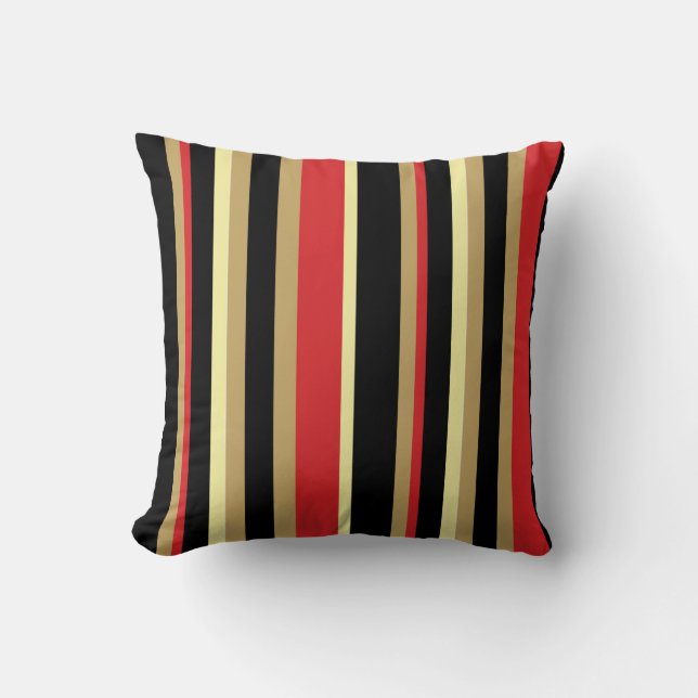 Red, Black och Tan Stripe Dekorativ kudde (Framsida)