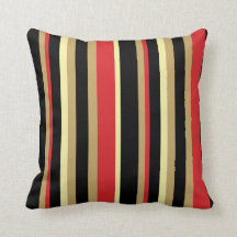 Red, Black och Tan Stripe Dekorativ kudde