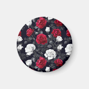 Red Black och Vit ros Goth Magnet
