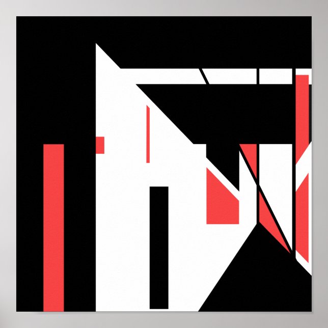 Red Black on White MCM-like Geometric Design Poste Poster (Framsidan)