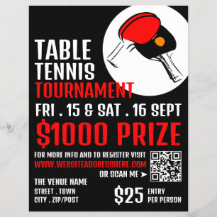 Red & Black Paddles, Bord tennis Tournament Reklamblad
