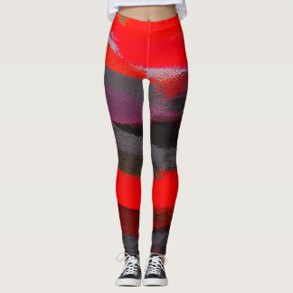 Red Black Paint Splatter Leggings