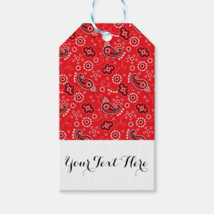 Red Black Paisley Bandana Print Personlig Presentetikett
