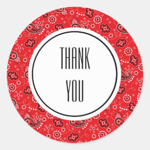 Red Black Paisley Bandana Print Personlig Runt Klistermärke
