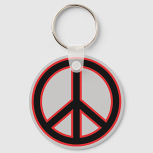 Red & Black Peace Symbol Nyckelring
