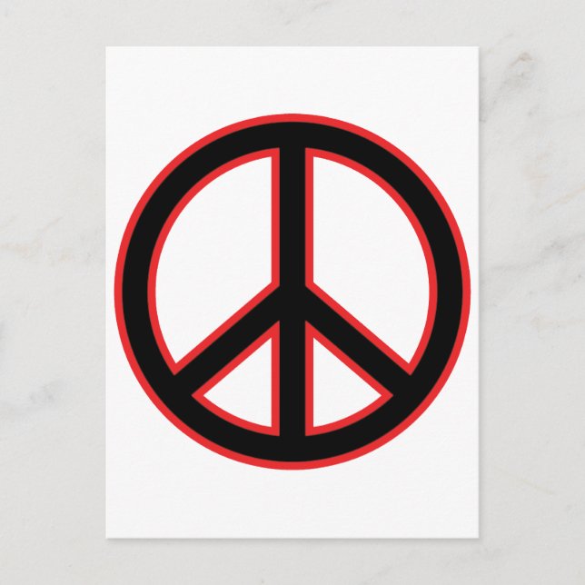 Red & Black Peace Symbol Vykort (Framsida)