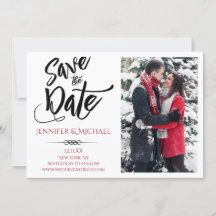 Red Black Photo Save Date