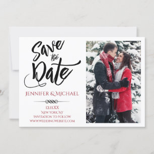 Red Black Photo Save Date Spara Datumet