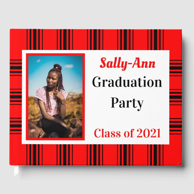 Red Black Photo Studentfest Gästböcker (Framsida)