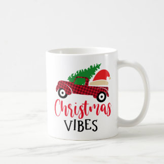 Red Black Plaid Pattern Rustic Christmas Truck Kaffemugg