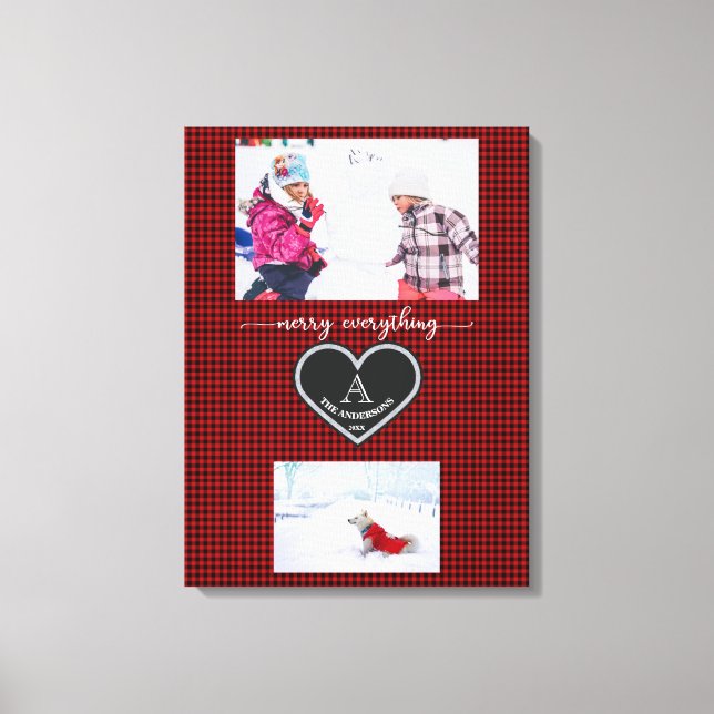 Red Black Play-julofferten Monogram Photo Canvastryck (Framsida)