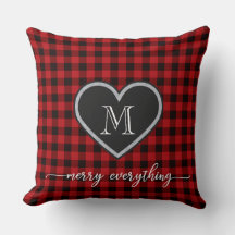 Red Black Play Mönster jul Heart Monogram