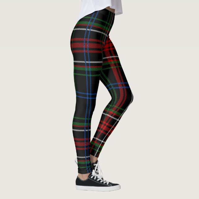 Red Black Play Tartan Buffalo Checkered Mönster Leggings (Höger)