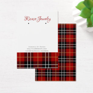 Red Black Play Tartan Earring Background Visitkort