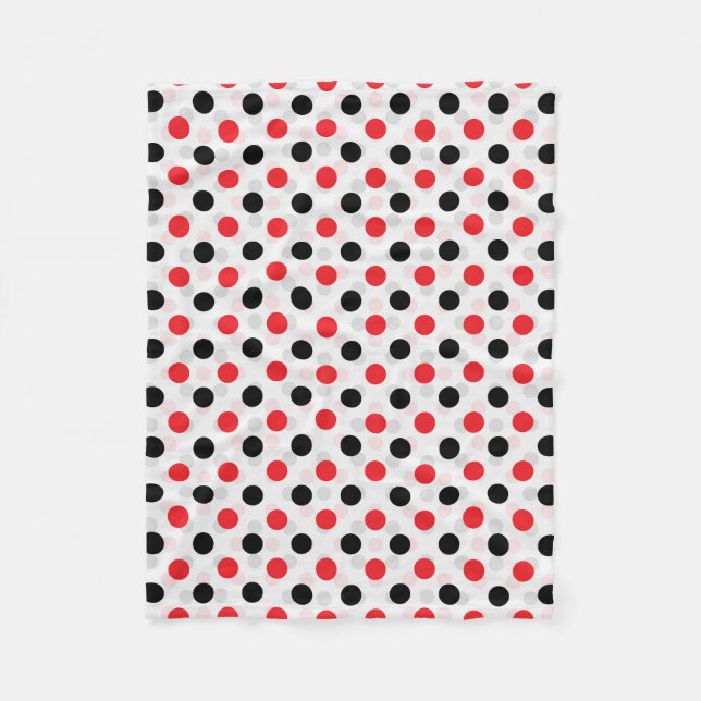 Red Black Polka dots Textile Mönster Design Fleecefilt (Framsidan)
