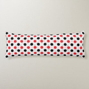Red Black Polka dots Textile Mönster Design Kroppskudde