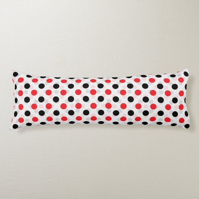 Red Black Polka dots Textile Mönster Design Kroppskudde (Framsidan)